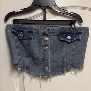 Denim Button-Up Crop Top